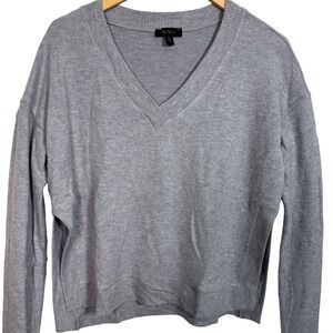 ALALA Womens Sweater Small‎ VNeck Lightweight Knit Gray Split Hem Super Soft